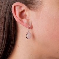 Silver Pear Shaped Rose Quartz Drop Earrings