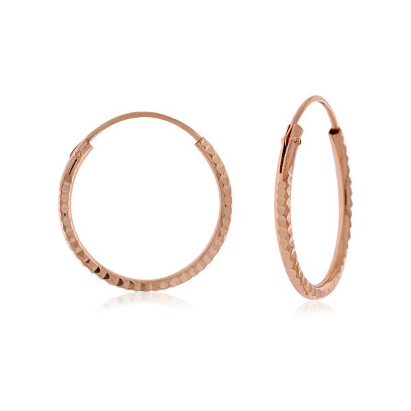 Rose Gold Plated Faceted Hoop Earrings - 16mm