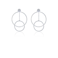 Silver Big Circle, Small Circle Ball Stud Earrings