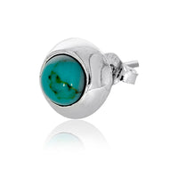 Sterling Silver Domed Round Turquoise Bezel Set Studs