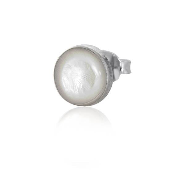 Silver White Mother Of Pearl Disc Studs