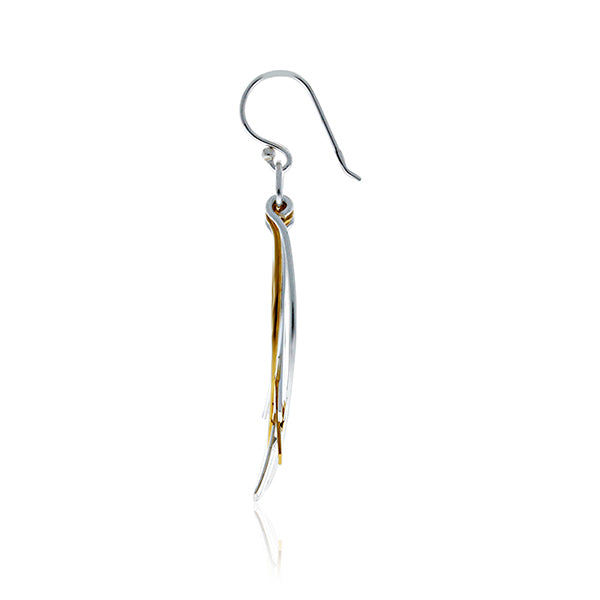 Silver And Yellow Gold Plated Multi Wire Drop Earrings