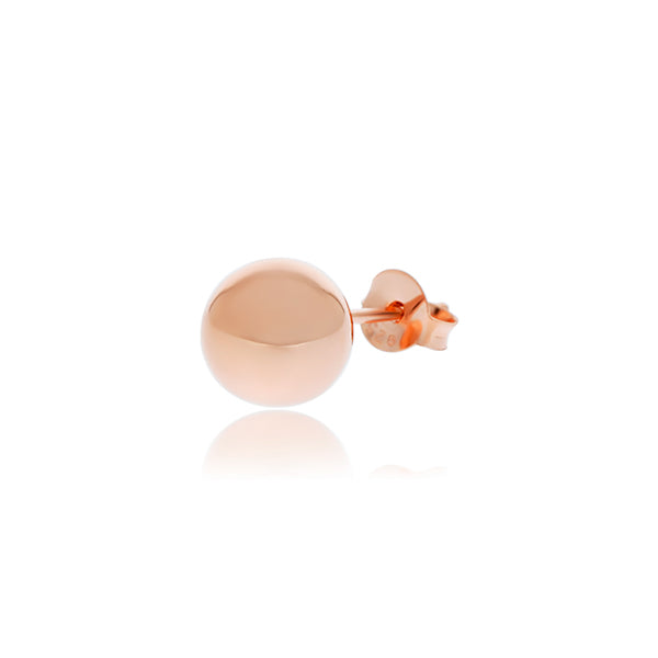 Rose Gold Plated Round Ball Stud Earrings - 8mm