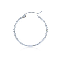 Silver Hoop Earrings With Beads And A Bar