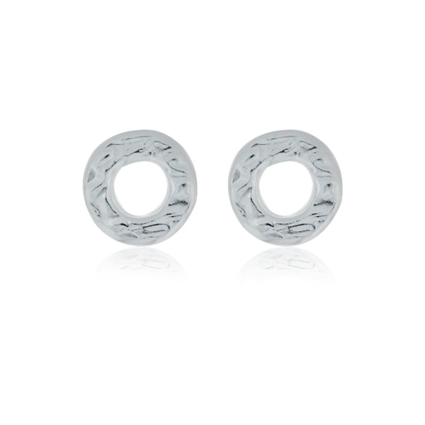 Silver Small Hammered Circle Studs
