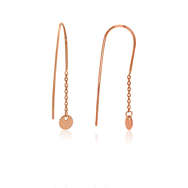 Rose Gold Plated Hook Thread Earrings With Circles