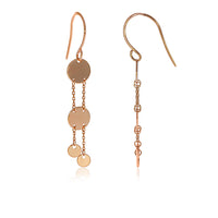 Rose Gold Plated 4 Disc Drop Earrings
