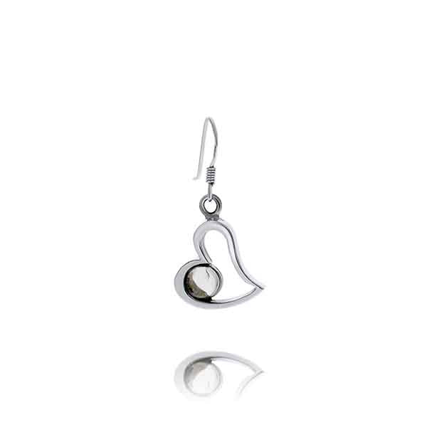 Silver Heart Moonstone Earrings