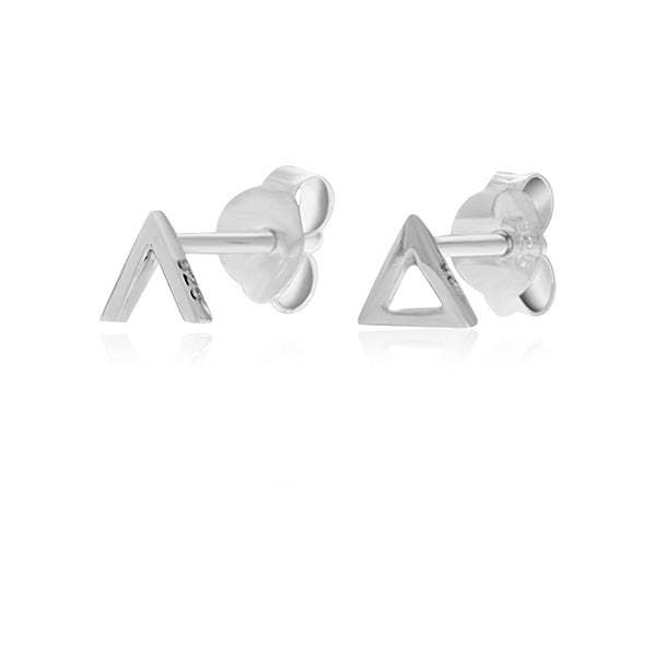 Silver V And Triangle Mismatched Studs