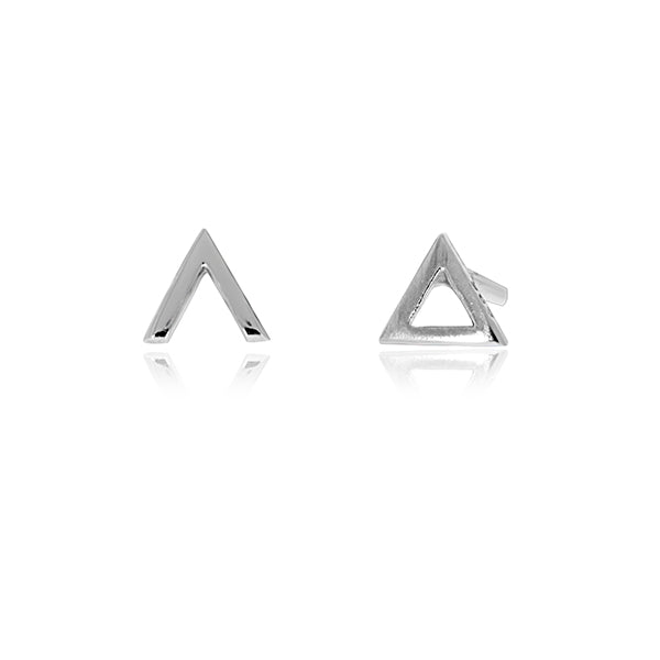Silver V And Triangle Mismatched Studs