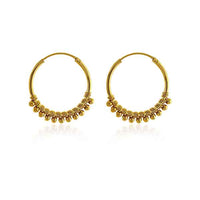 Yellow Gold Plated Beaded Hoop Earrings - 20mm