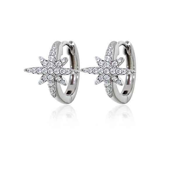 Silver CZ Star Huggie Earrings