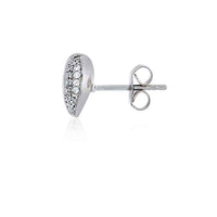 Silver Cz Set Cowrie Shell Stud Earrings