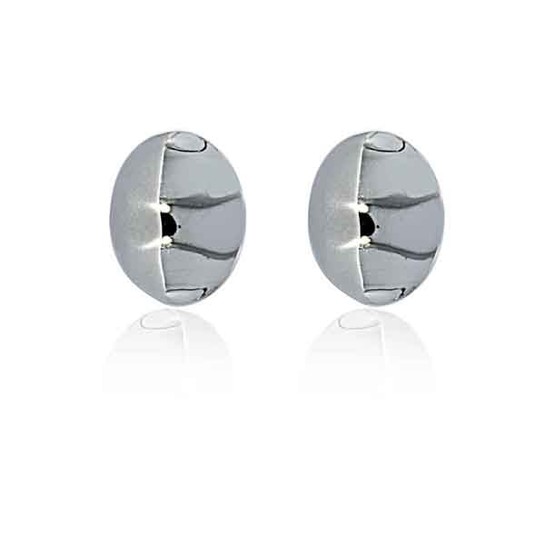 Silver Plain Oval Stud Earrings
