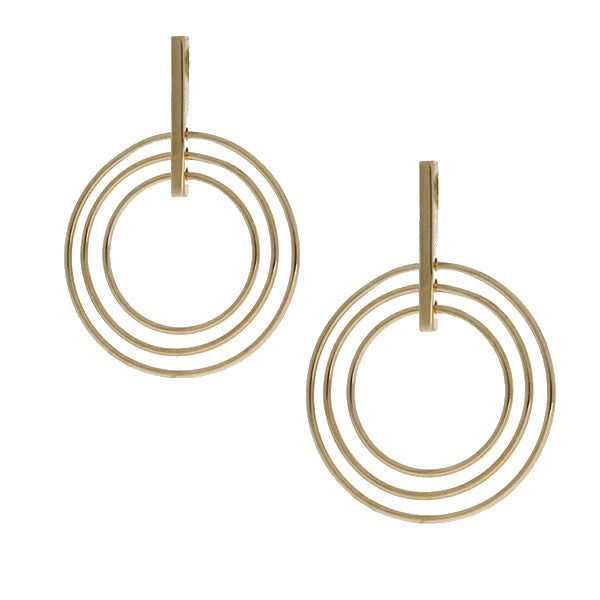 Mojo Yellow Gold Plated Brass Multi Circles Drop Earring