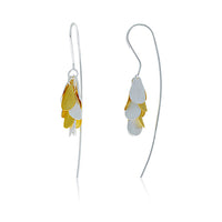Silver And Yellow Gold Plated Petals Drop Earrings