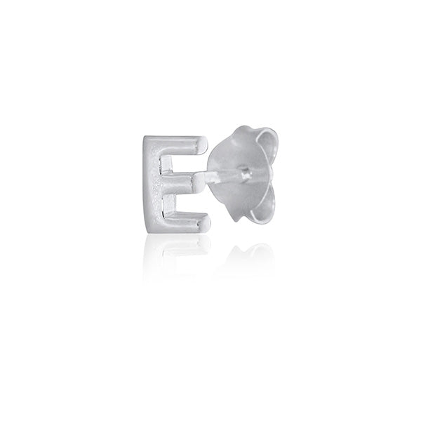 Mojo Silver Single Initial E Stud Earring