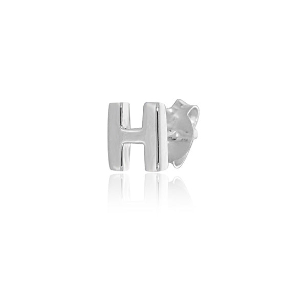 Mojo Silver Single Initial H Stud Earring