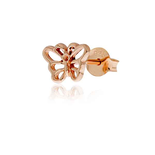 Butterfly Stud Earrings With Rose Gold Plated Detail
