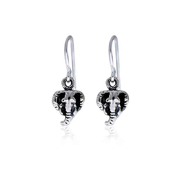 Silver Oxidized Elephant Head Earrings
