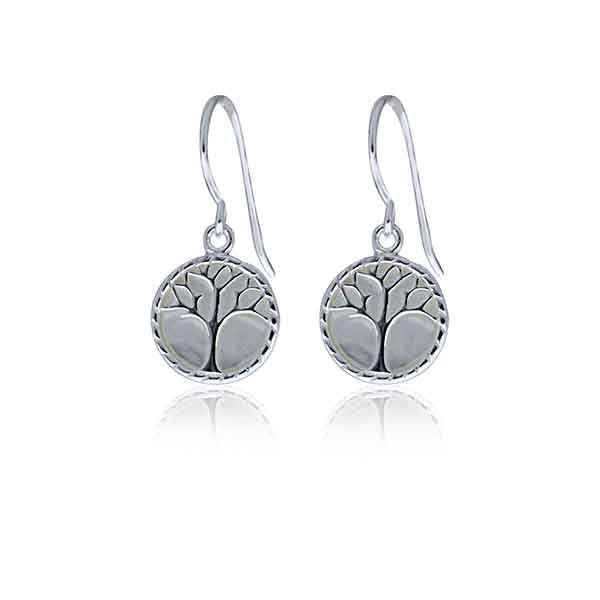 Sterling Silver Tree Of Life With Mother Of Pearl Drop Shephook Earrings
