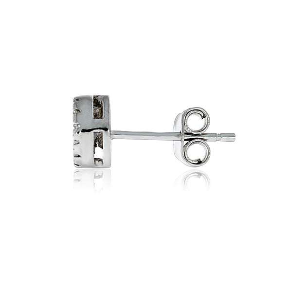 Silver Cubic Zirconia Halo Stud Earrings - 6.5mm