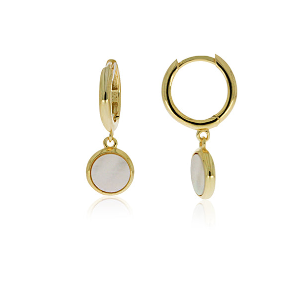 Yellow Plated Mother Of Pearl Drop Earring