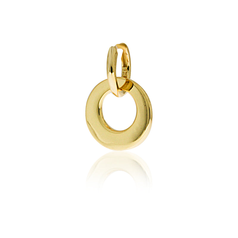 Yellow Gold Plated Huggies With Tapered Circle Drop