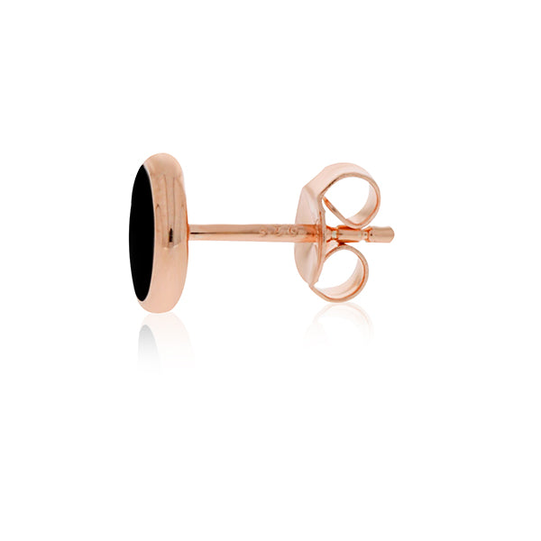 Rose Gold Plated Round Onyx Studs