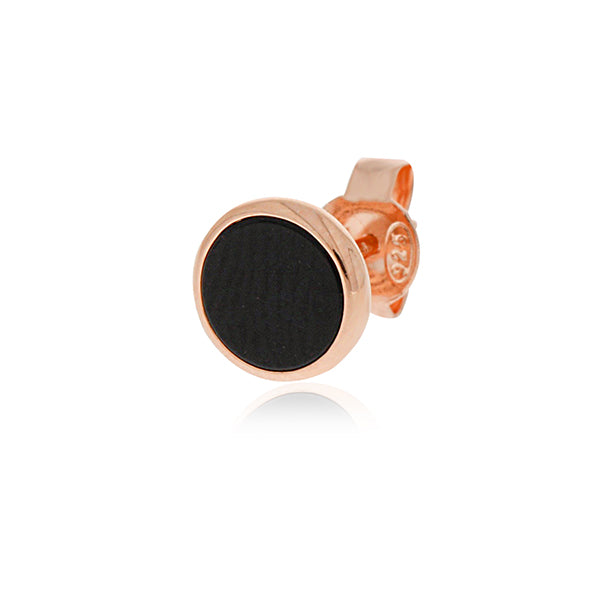 Rose Gold Plated Round Onyx Studs