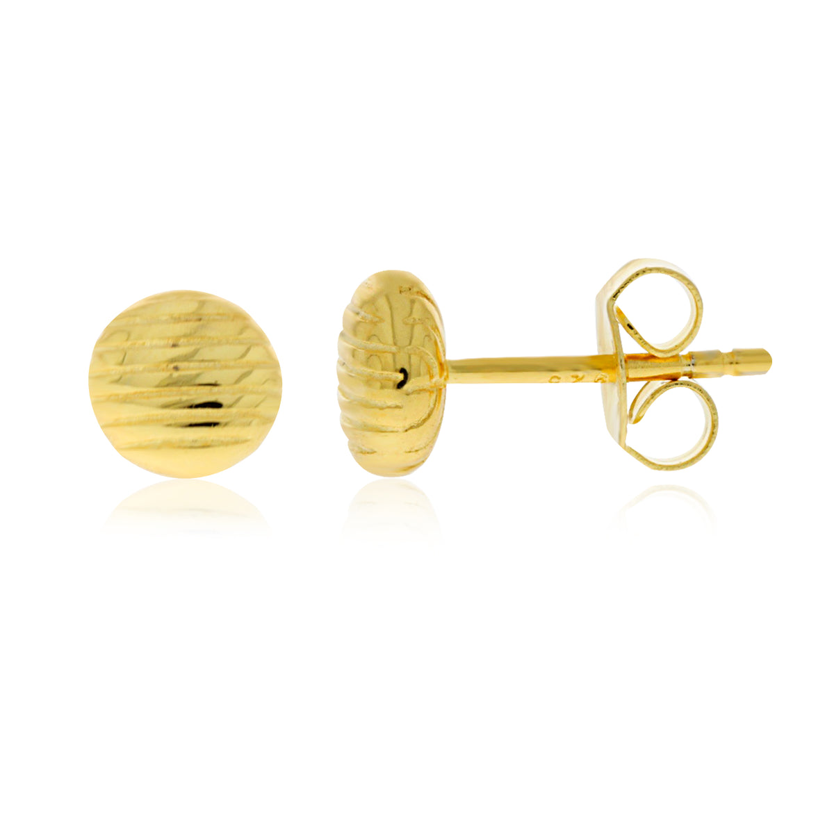 Yellow Gold Plated Round Flat Lined Studs