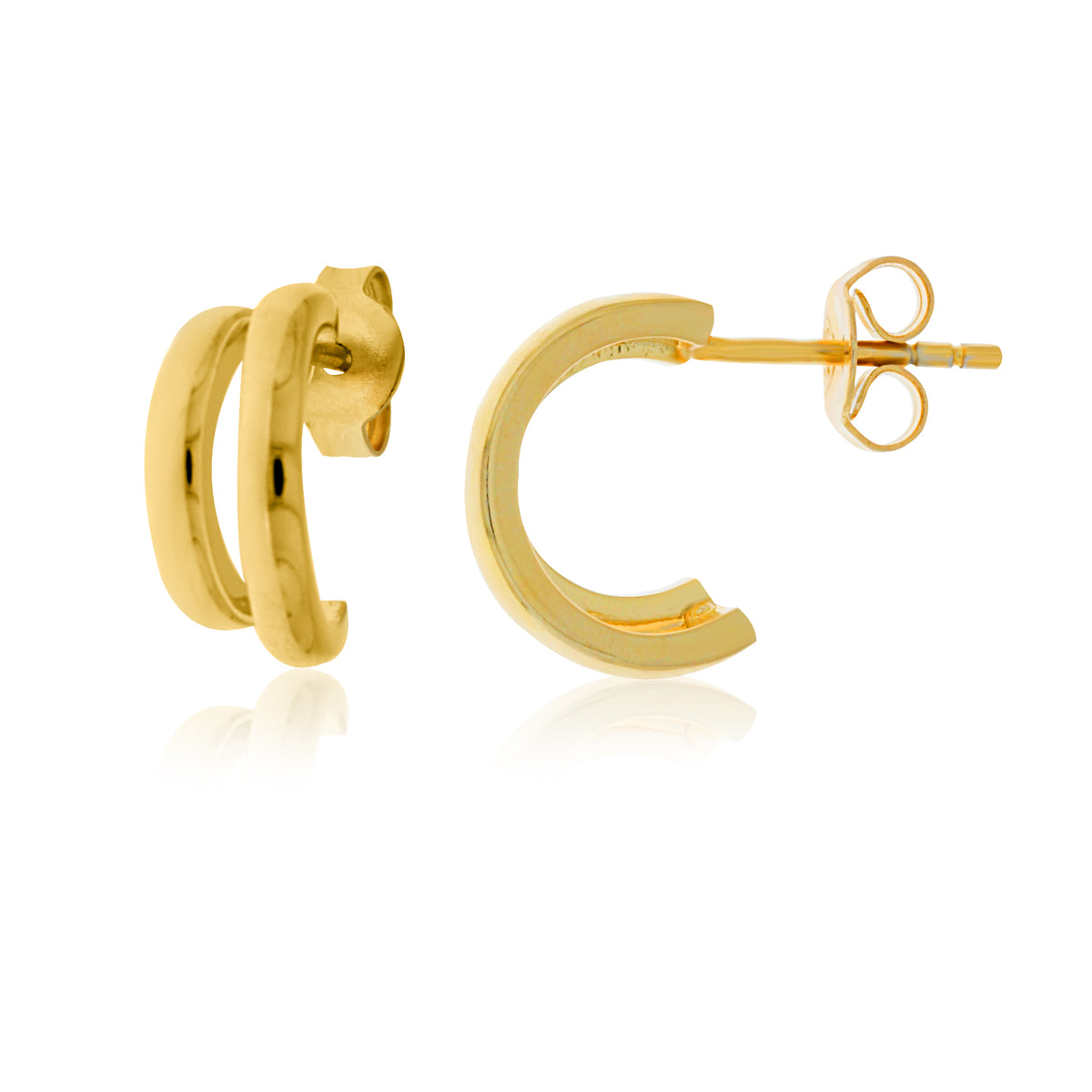 Yellow Gold Plated Stud Split Hoops