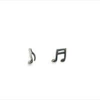 Silver Mismatched Music Notes Stud Earrings