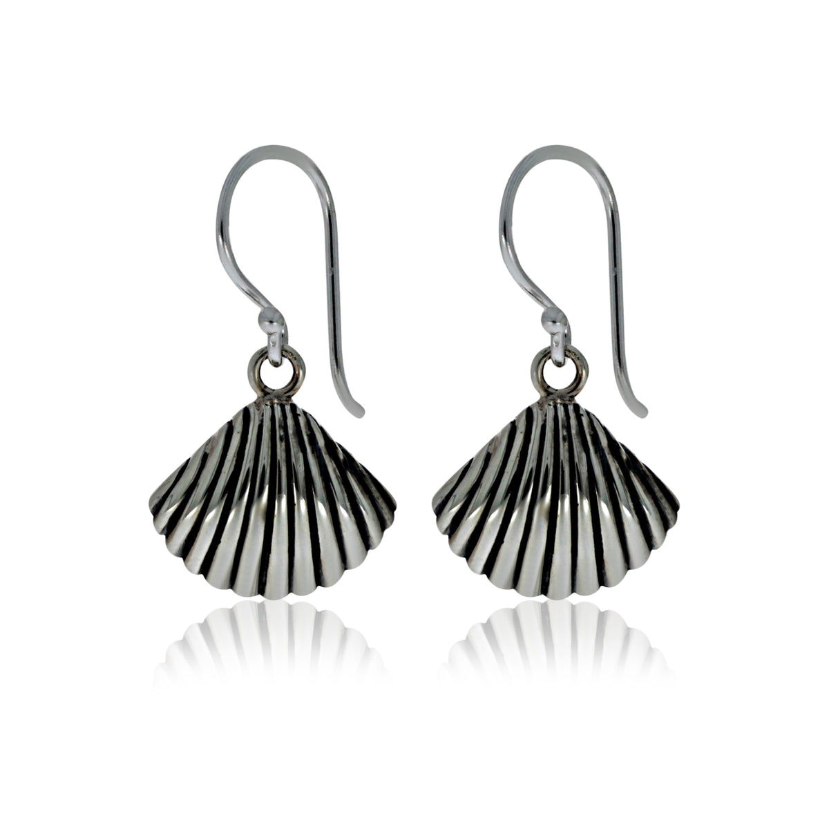 Silver Scallop Shell Earrings With Shep Hooks
