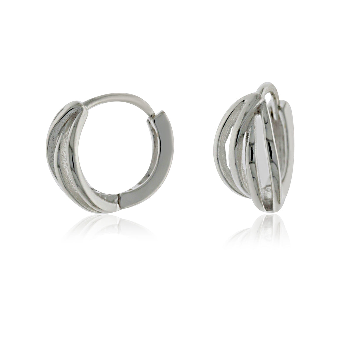 Silver Open Wire Huggie Earrings