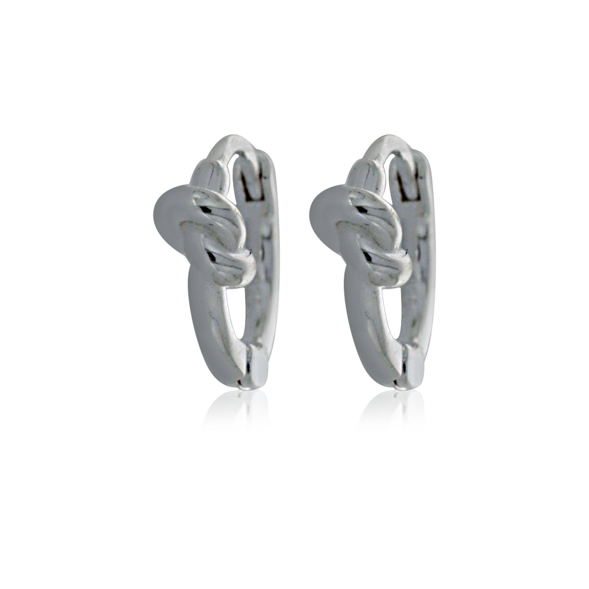 Silver Small Knot Huggie Earrings
