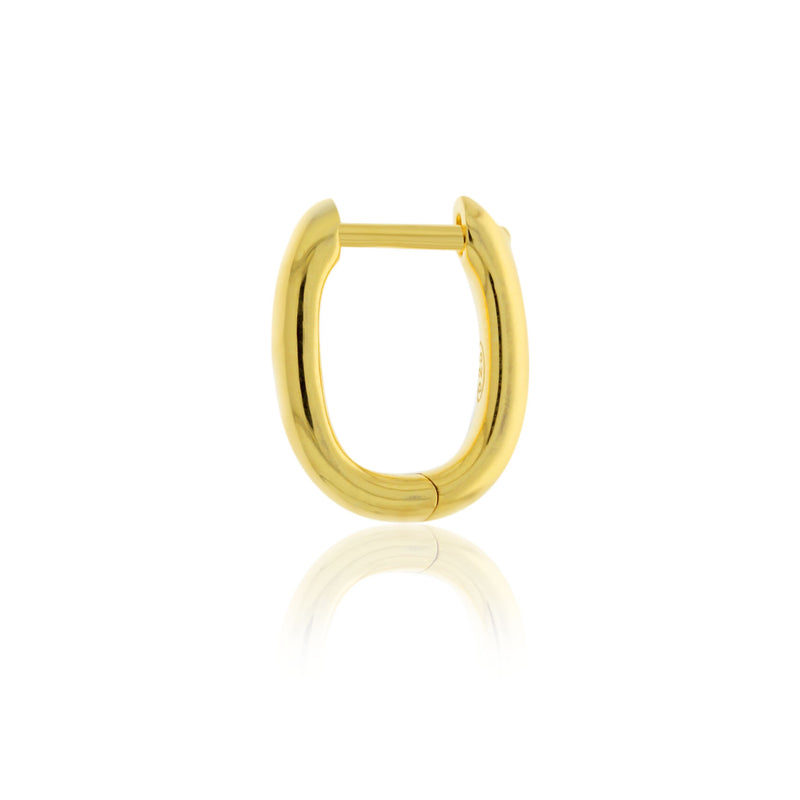 Yellow Gold Plated Squared Oval/Half Round Huggies
