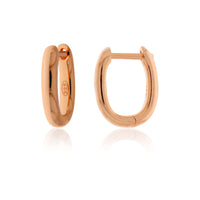 Rose Gold Plated Squared Oval/Half Round Huggies