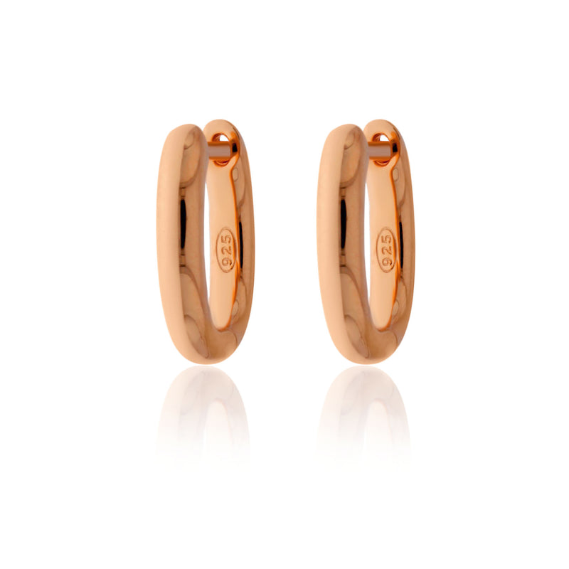 Rose Gold Plated Squared Oval/Half Round Huggies