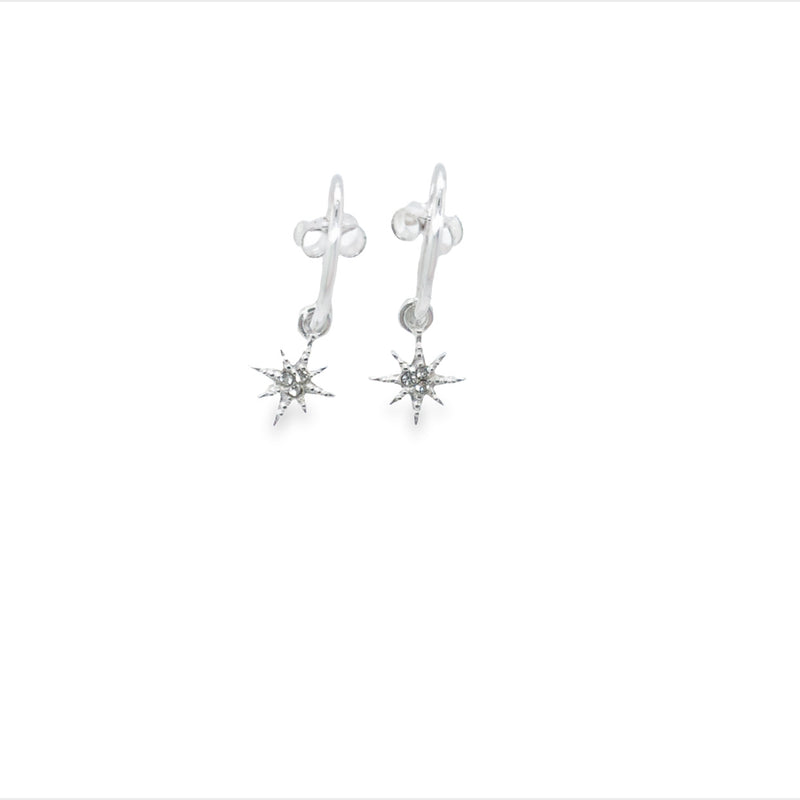 Onatah Sterling Silver Cz Star Stud Hoop Earrings