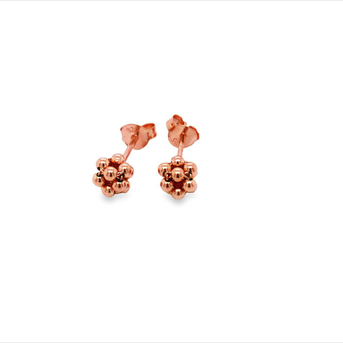 Onatah Sterling Silver Rose Gold Plated Miniballs Stud Earrings