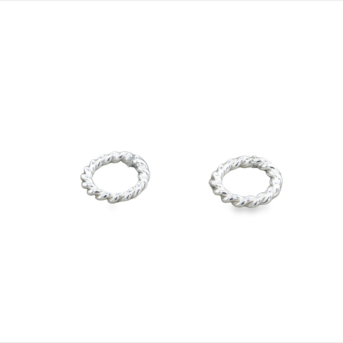 Sterling Silver Twisted Wire Circle Stud Earrings