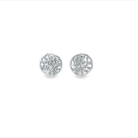 Sterling Silver Tree Of Life With Cubic Zirconia Stud Earrings