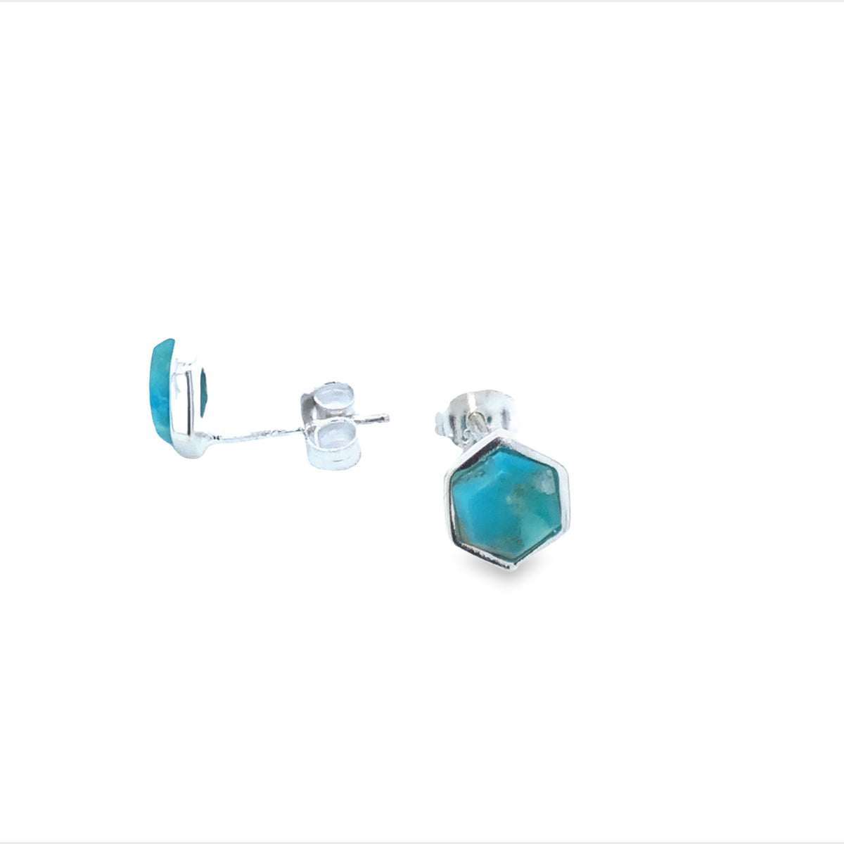 Onatah Sterling Silver Hexagonal Turquoise Stud Earrings