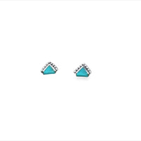 Onatah Sterling Silver Triangle Turquoise With Beaded Edge Stud Earrings