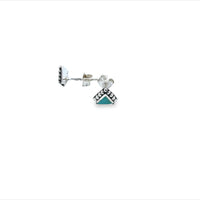 Onatah Sterling Silver Triangle Turquoise With Beaded Edge Stud Earrings