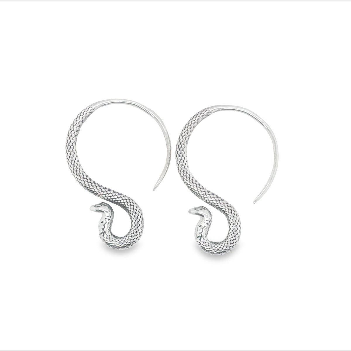 Onatah Sterling Silver Fixed Hook Snake Earrings