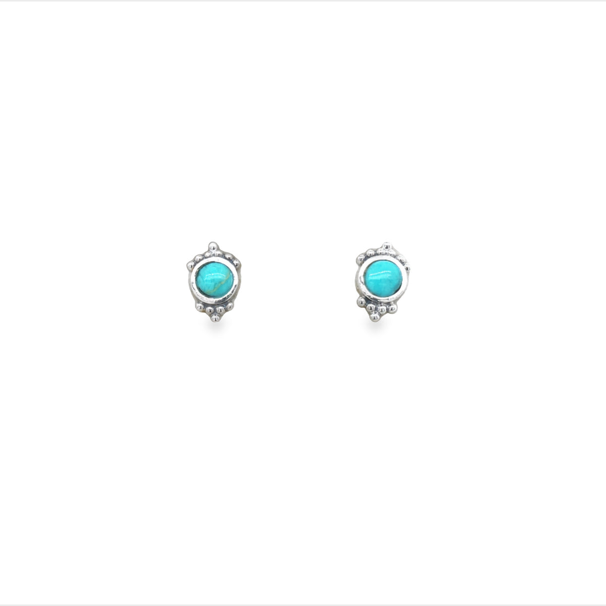 Onatah Sterling Silver Turquoise Stud Earrings With Ball Detail