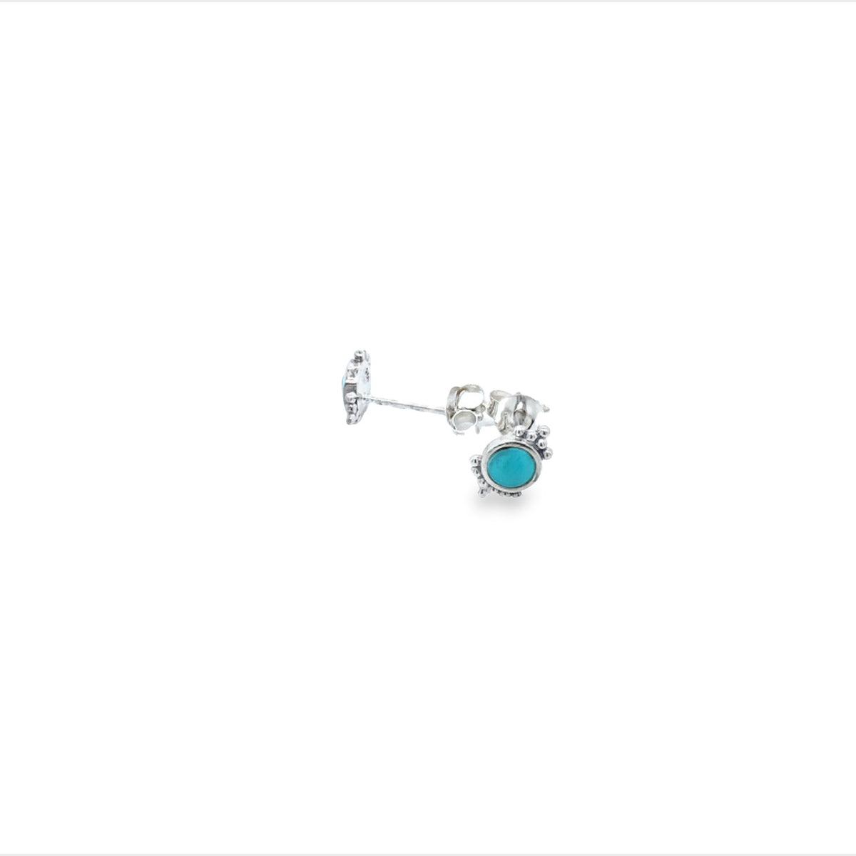 Onatah Sterling Silver Turquoise Stud Earrings With Ball Detail