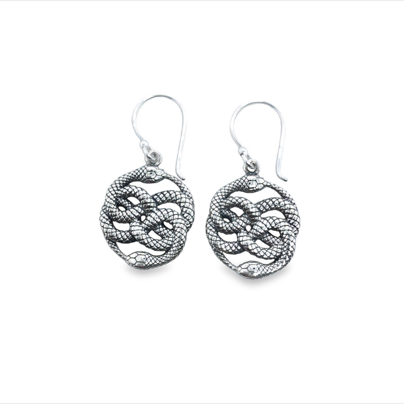 Onatah Sterling Silver Linked Snakes Circle Earrings With Shephooks